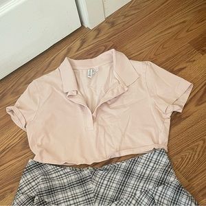 Y2K style pink cropped polo